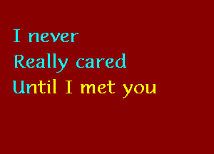 I never
Really cared

Until I met you