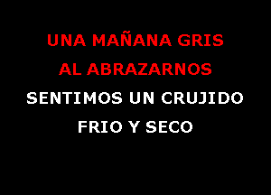 UNA MANANA GRIS
AL ABRAZARNOS

SENTIMOS UN CRUJIDO
FRIO Y SECO