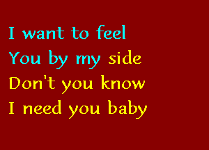 I want to feel
You by my side

Don't you know

I need you baby