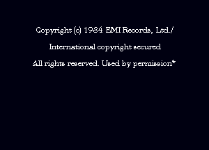 Copyright (c) 1984 EMIRooordn, Ltd!
hmmdorml copyright nocumd

All rights macrmd Used by pmown'