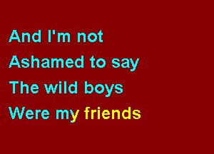 And I'm not
Ashamed to say

The wild boys
Were my friends