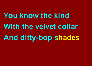 You know the kind
With the velvet collar

And ditty-bop shades