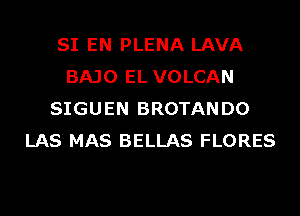 SI EN PLENA LAVA
BAJO EL VOLCAN
SIGUEN BROTANDO
LAS MAS BELLAS FLORES