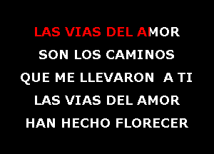 LAS VIAS DEL AMOR
SON LOS CAMINOS
QUE ME LLEVARON ATI
LAS VIAS DEL AMOR
HAN HECHO FLORECER