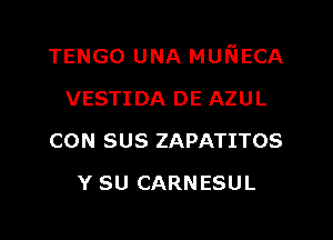 TENGO UNA MUNECA

VESTIDA DE AZUL
CON SUS ZAPATITOS
Y SU CARNESUL