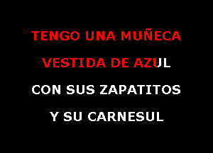 TENGO UNA MUNECA

VESTIDA DE AZUL
CON SUS ZAPATITOS
Y SU CARNESUL