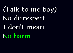 (Talk to me boy)
No disrespect

I don't mean
No harm