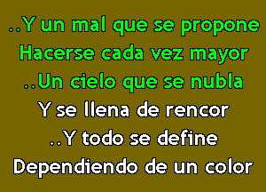 ..Y un mal que se propone
Hacerse cada vez mayor
..Un cielo que se nubla

Y se llena de rencor
..Y todo se define
Dependiendo de un color