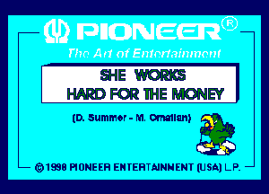 SHEWORKS
HARDFORIHEMONEY

to. Summer - m. Orrmmn) g

1988 PIONEER ENTERTAINMENT (USA) LP.