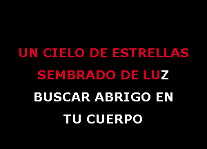 UN CIELO DE ESTRELLAS
SEMBRADO DE LUZ
BUSCAR ABRIGO EN

TU CUERPO