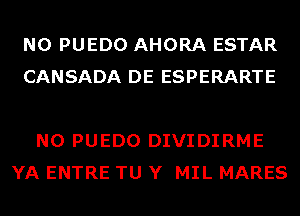 N0 PUEDO AHORA ESTAR
CANSADA DE ESPERARTE

N0 PUEDO DIVIDIRME
YA ENTRE TU Y MIL MARES