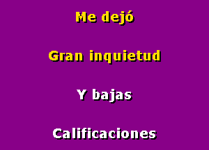 Me dej6

Gran inquietud

Y bajas

Calificaciones