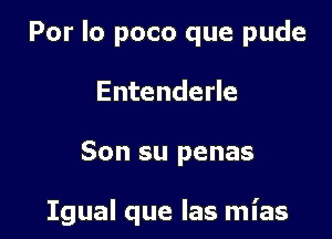 Por lo poco que pude
Entenderle

Son su penas

Igual que las mias