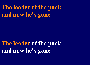 The leader of the pack
and now he's gone

The leader of the pack
and now he's gone