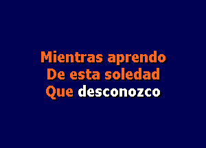 Mientras aprendo

De esta soledad
Que desconozco
