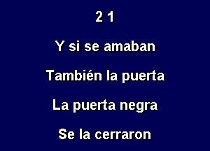 21

Y si se amaban

Tambit'en la puerta

La puerta negra

Se la cerraron