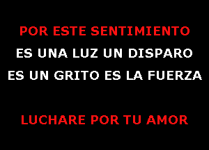 POR ESTE SENTIMIENTO
ES UNA LUZ UN DISPARO
ES UN GRITO ES LA FUERZA

LUCHARE POR TU AMOR