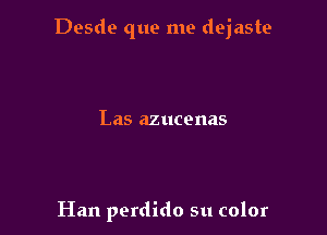 Desde que me dejaste

Las azucenas

Han perdido su color