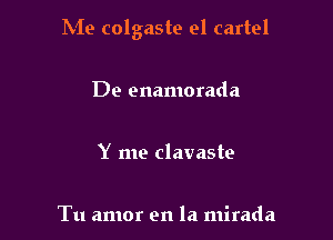 hie colgaste el cartel

De enamorada

Y me clavaste

Tu amor en la mirada