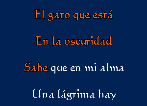 El gato que esti
En la oscuridad

Saba que en mi alma

Una ligrima hay