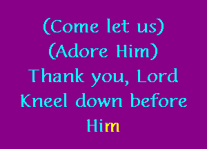 (Come let us)
(Adore Him)

Thank you, Lord
Kneel down before
Him