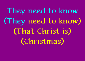 They need to know
(They need to know)

(That Christ is)
(Christmas)