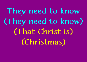 They need to know
(They need to know)

(That Christ is)
(Christmas)