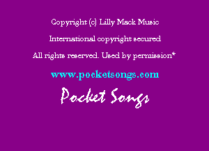 Copyright (c) Lilly Mack Munic
hmmtiorml copyright wound

All rights marred Used by pcrmmoion'

www.pocketsongs.com

Pedal SW54