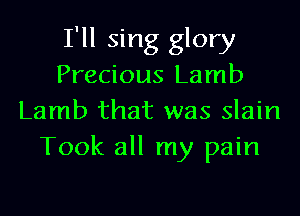 I'll sing glory
Precious Lamb
Lamb that was slain
Took all my pain