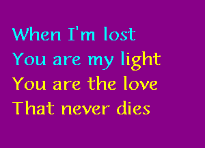 When I'm lost
You are my light

You are the love
That never dies