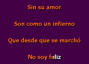 Sin su amor

Son como un infierno

Que desde que se marchc')

No soy feliz