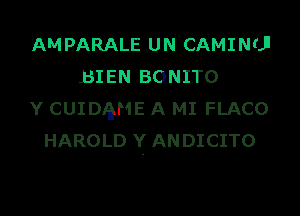 AMPARALE UN CAMINUl
BIEN BONITO

Y CUIDQME A MI FLACO
HAROLD Y ANDICITO