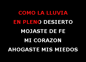 COMO LA LLUVIA
EN PLENO DESIERTO
MOJASTE DE FE
MI CORAZON
AHOGASTE MIS MIEDOS