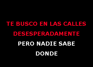 TE BUSCO EN LAS CALLES
DESESPERADAMENTE
PERO NADIE SABE
DONDE