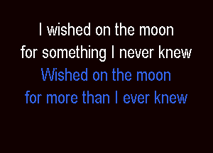 I wished on the moon
for something I never knew