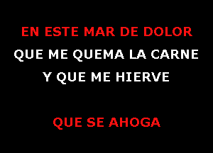 EN ESTE MAR DE DOLOR
QUE ME QUEMA LA CARNE
Y QUE ME HIERVE

QUE SE AHOGA