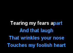 Tearing my fears apart

And that laugh
That wrinkles your nose
Touches my foolish heart