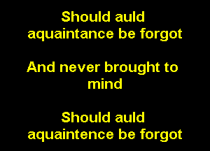 Should auld
aquaintance be forgot

And never brought to

mind

Should auld
aquaintence be forgot