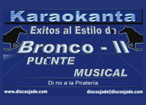 Karaokanta
Exitos al Estiio ch

,, Bronco- XX

PUt NTE
MUSICAL

0- no a m Flratcrfa
m.tmwmm ammmmgmm