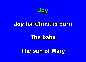 Joy
Joy for Christ is born

The babe

The son of Mary
