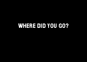 WHERE DID YOU GO?