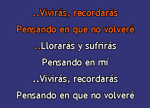 ..Vivirais, recordarais
Pensando en que no volvew
..Llorarais y sufn'reis

Pensando en mi

. .Vivirais, recordara's

Pensando en que no volvew l