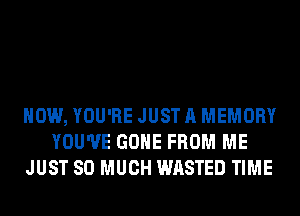 HOW, YOU'RE JUST A MEMORY
YOU'VE GONE FROM ME
JUST SO MUCH WASTED TIME