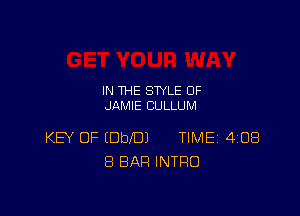 IN THE STYLE 0F
JAMIE CULLUM

KEY OF (Dbel TIME 4108
8 BAR INTRO
