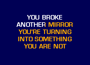 YOU BROKE
ANOTHER MIRROR
YOU'RE TURNING
INTO SOMETHING

YOU ARE NOT

g