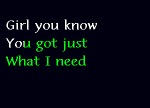 Girl you know
You got just

What I need