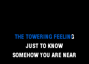THE TOWERING FEELING
JUST TO KNOW
SDMEHOW YOU ARE HEAR