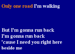 Only one road I'm walking

But I'm gonna run back
I'm gonna mn back

'cause I need you right here
beside me
