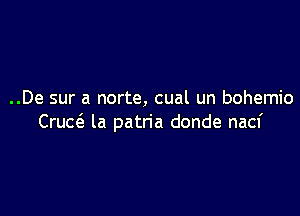 ..De sur a norte, cual un bohemio

Crud la patn'a donde nacf