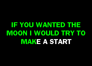 IF YOU WANTED THE
MOON I WOULD TRY TO

MAKE A START